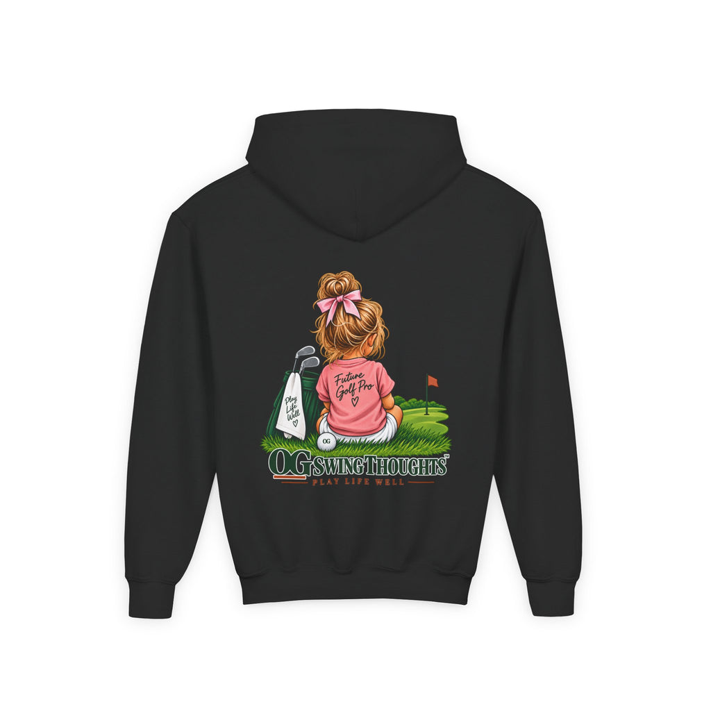 "Future Golf Pro" Youth Golf Hoodie — "OG Swing Thoughts" Cute Girl Golfer Graphic