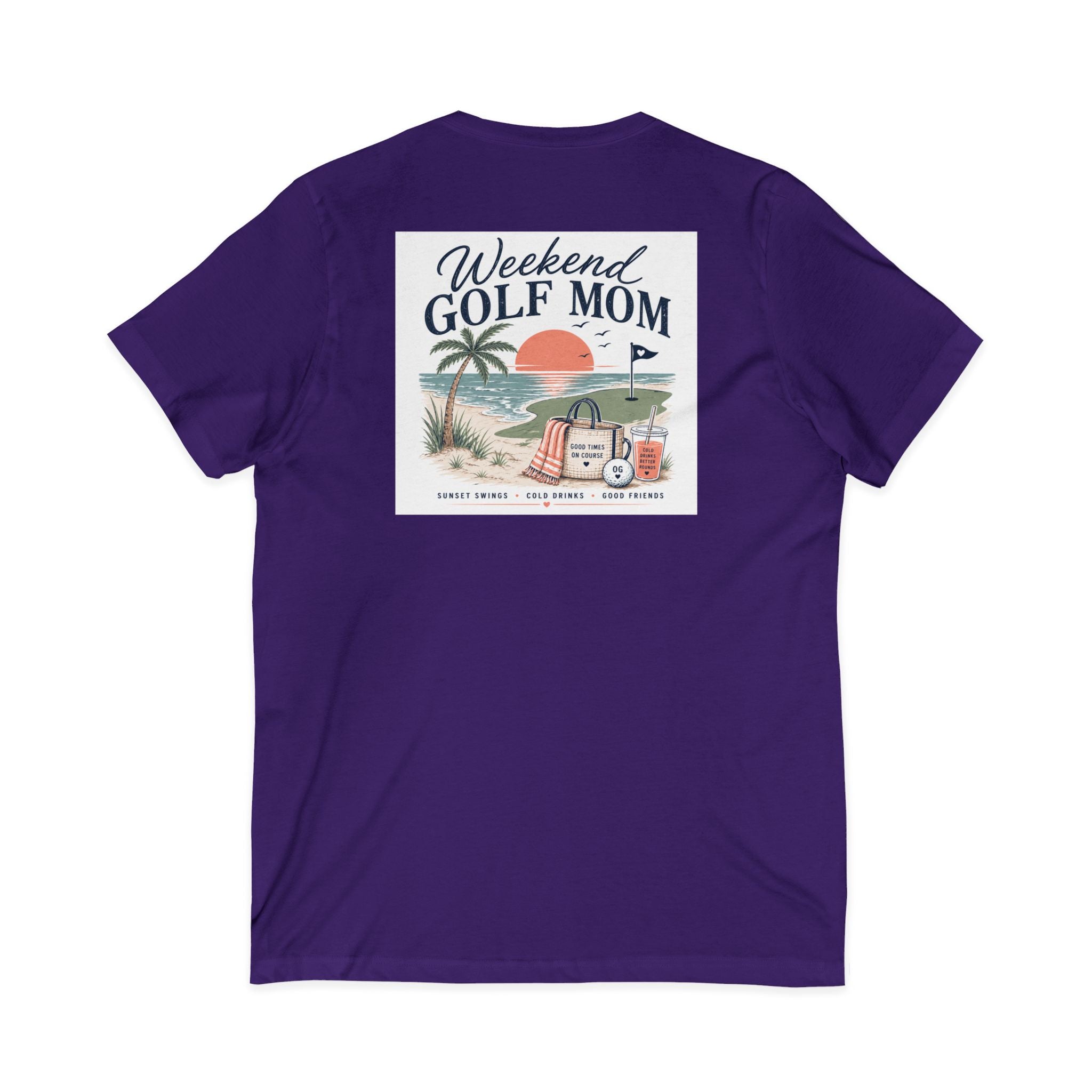 Weekend Golf Mom V-Neck Tee — Golfing Mom Graphic T-Shirt