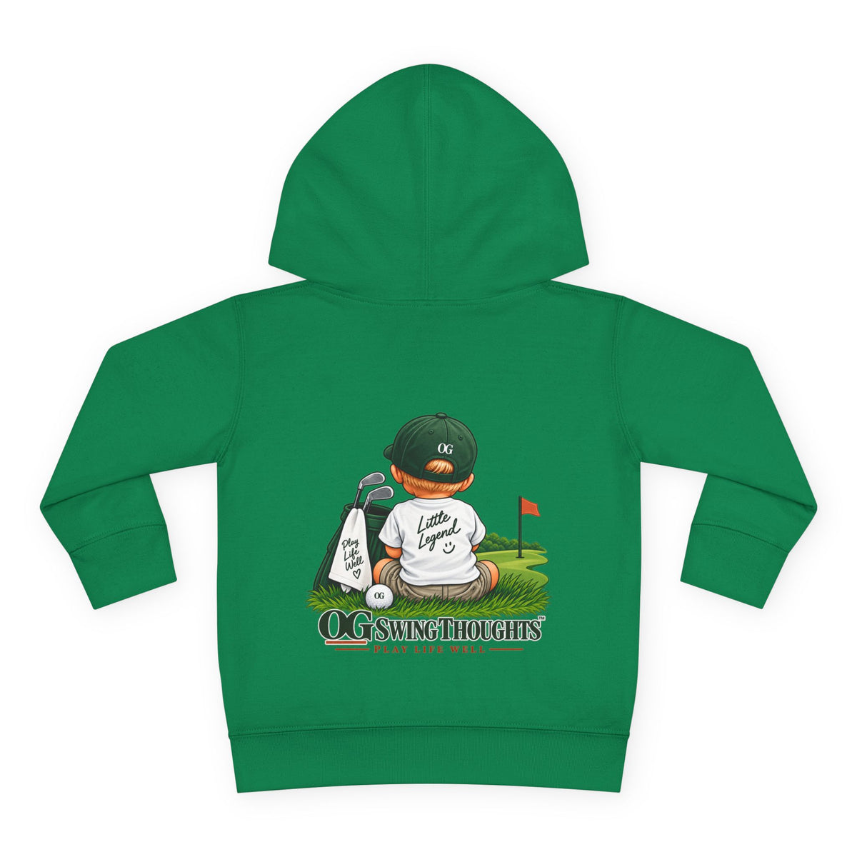 "Little Legend" Toddler Hoodie - 'OG Swing Thoughts' Cute Golf Kid Pullover Fleece
