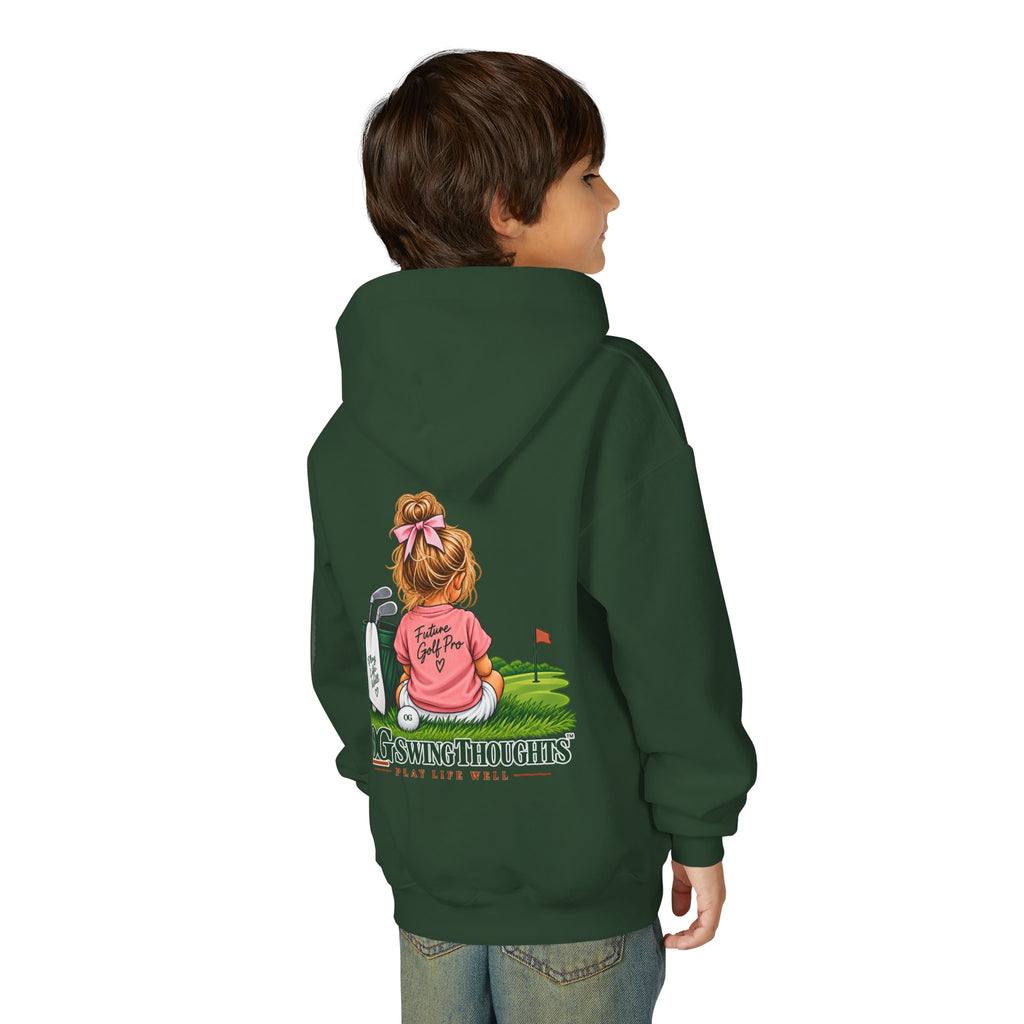 "Future Golf Pro" Youth Golf Hoodie — "OG Swing Thoughts" Cute Girl Golfer Graphic