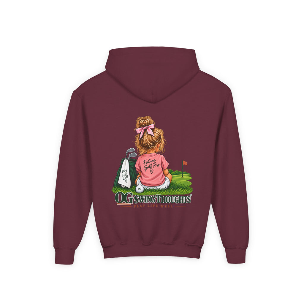 "Future Golf Pro" Youth Golf Hoodie — "OG Swing Thoughts" Cute Girl Golfer Graphic