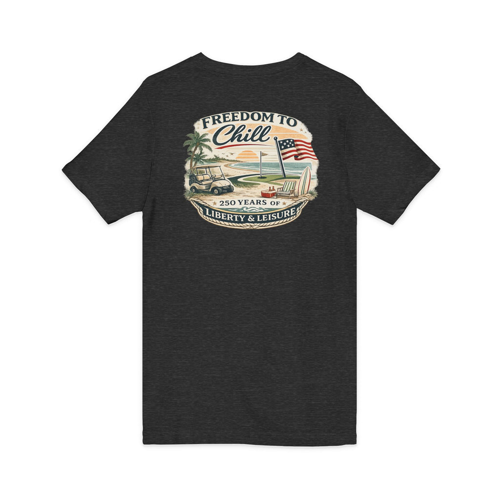 Freedom to Chill V-Neck Tee — Patriotic Beach Vintage Graphic