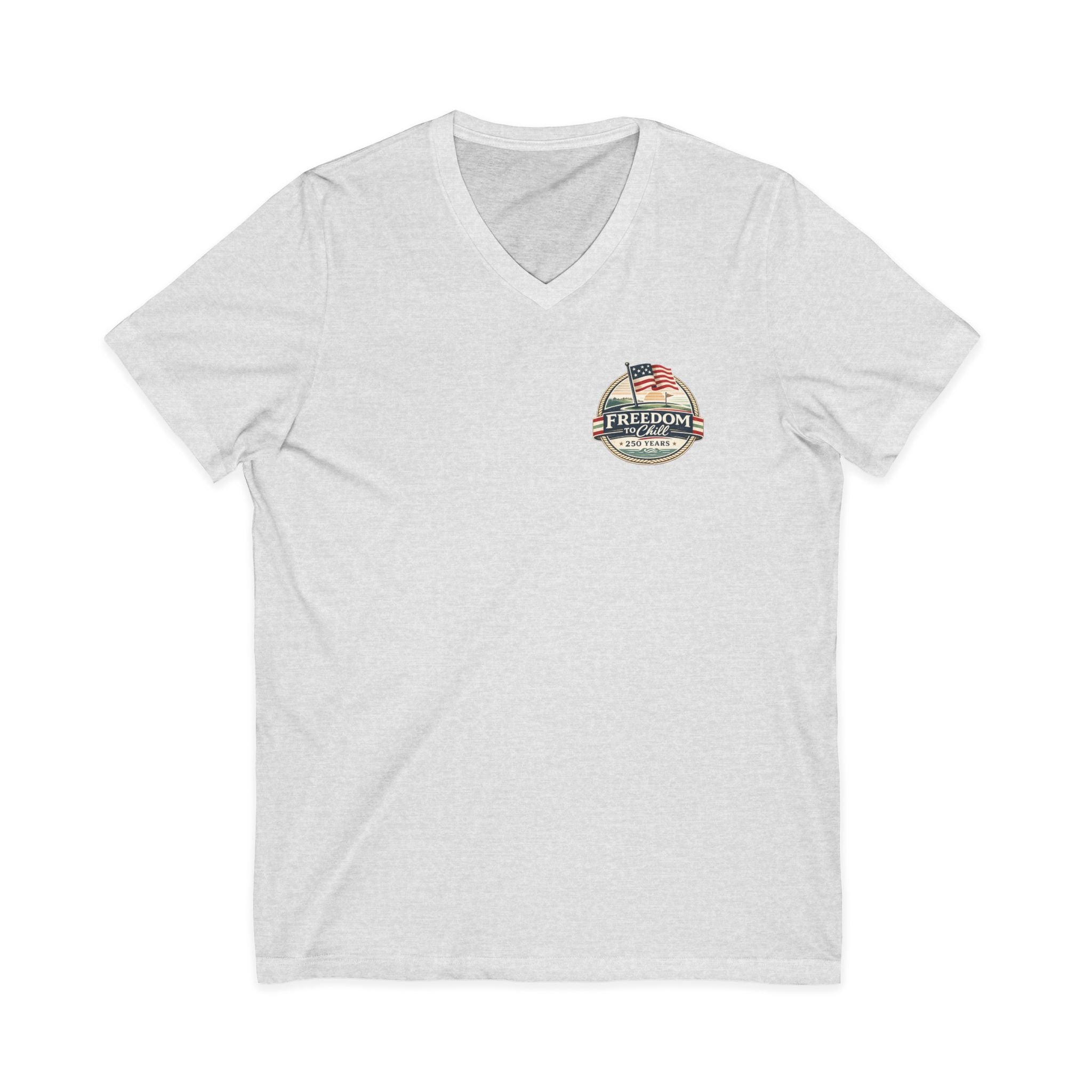 Freedom to Chill V-Neck Tee — Patriotic Beach Vintage Graphic
