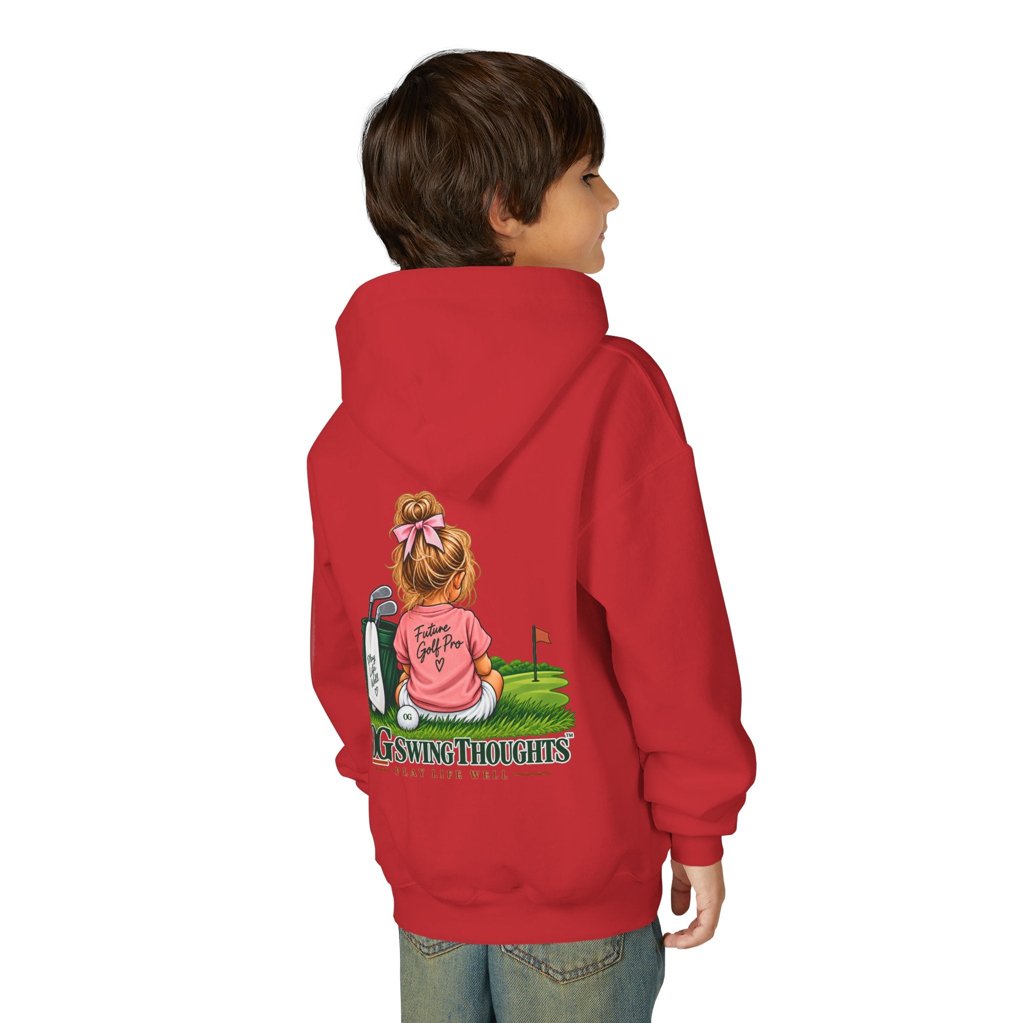 "Future Golf Pro" Youth Golf Hoodie — "OG Swing Thoughts" Cute Girl Golfer Graphic