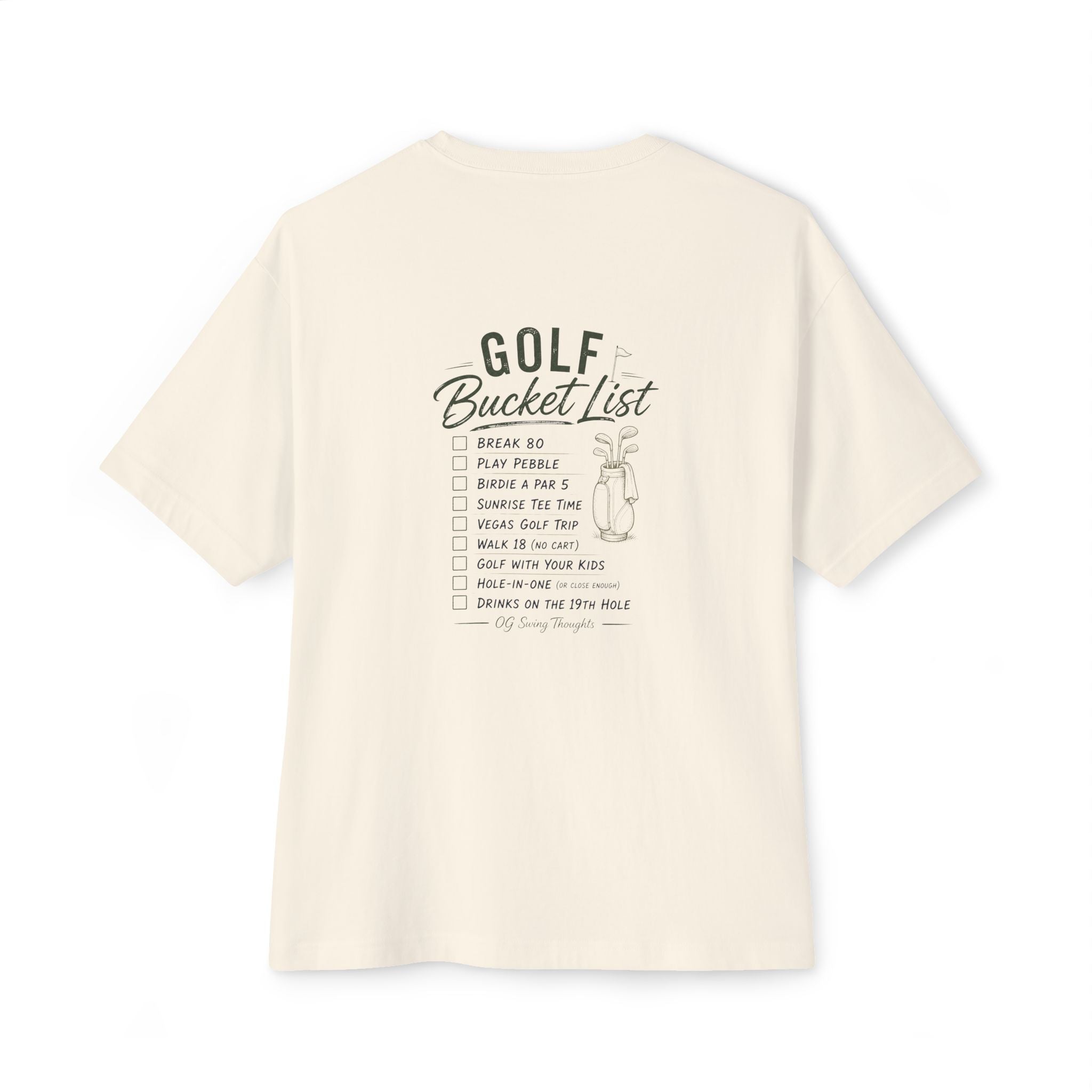 Golf Bucket List Tee — Casual Oversized Golf T‑Shirt