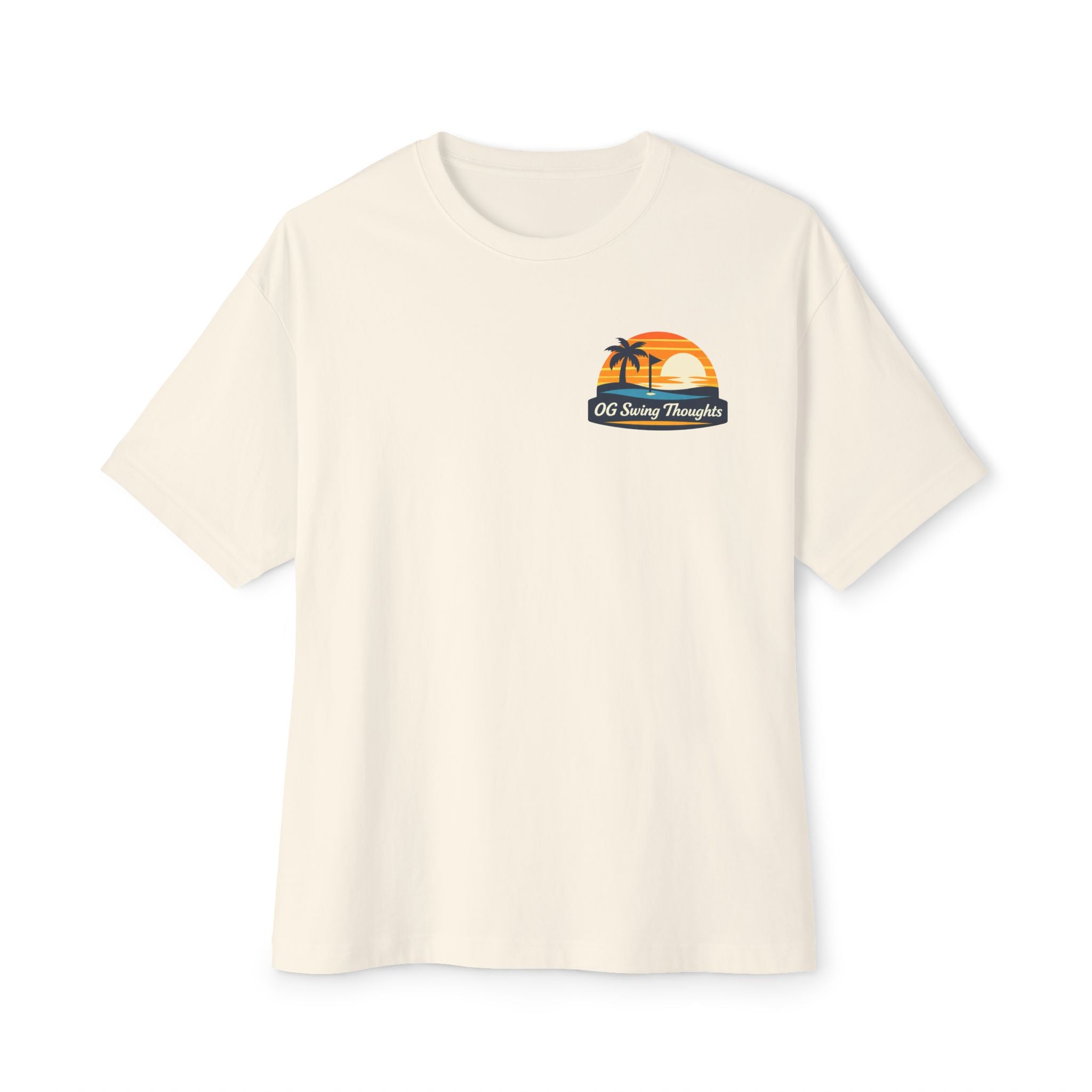 Sunset Swings Tee — 'Sunset Swings: Cold Drinks, Good Friends' Casual Boxy T-Shirt