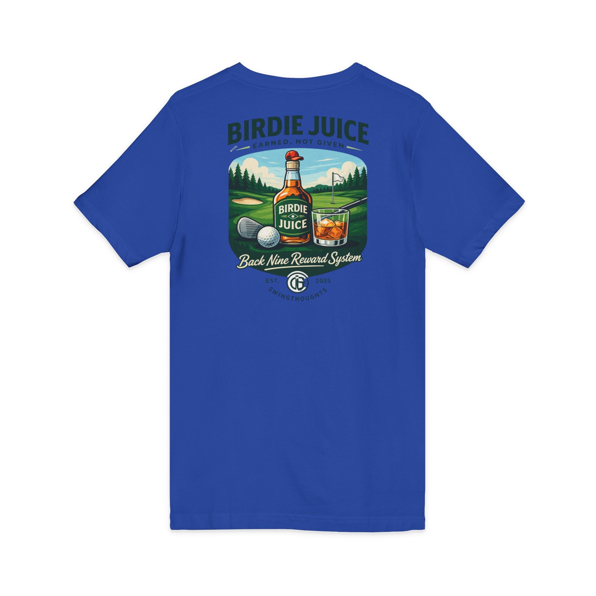 Birdie Juice Social Club Golf T‑Shirt — Vintage Golf Juice Logo V‑Neck