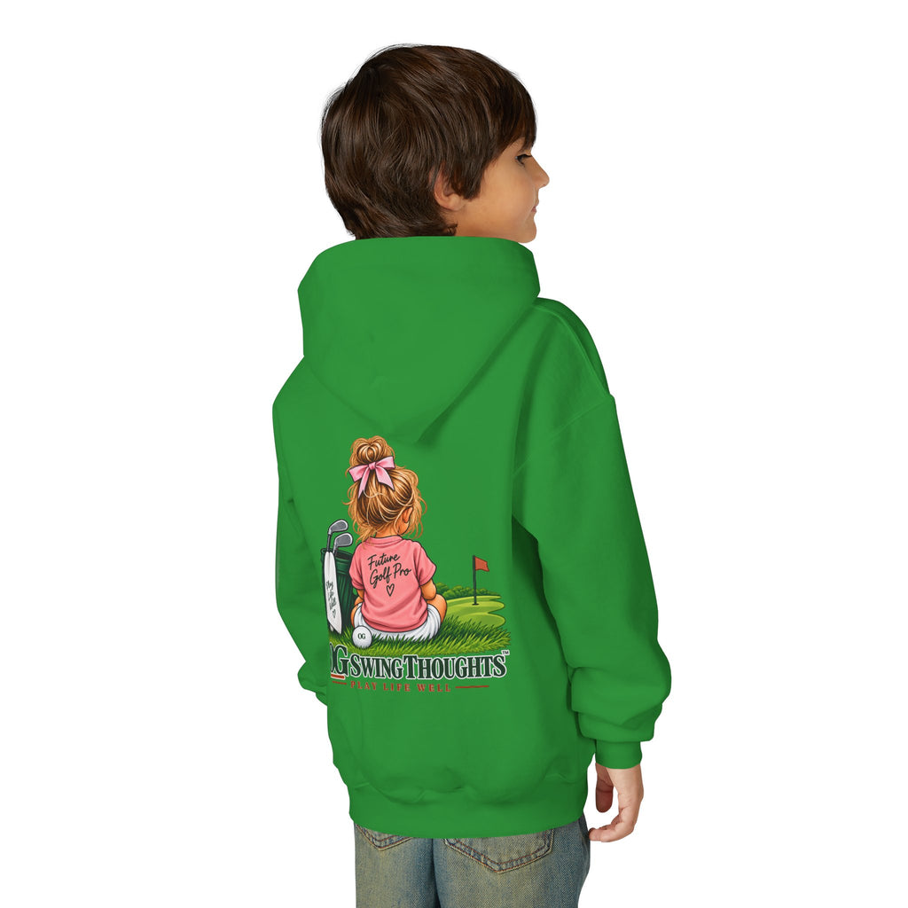 "Future Golf Pro" Youth Golf Hoodie — "OG Swing Thoughts" Cute Girl Golfer Graphic