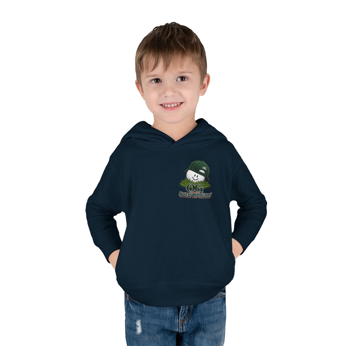 "Little Legend" Toddler Hoodie - 'OG Swing Thoughts' Cute Golf Kid Pullover Fleece