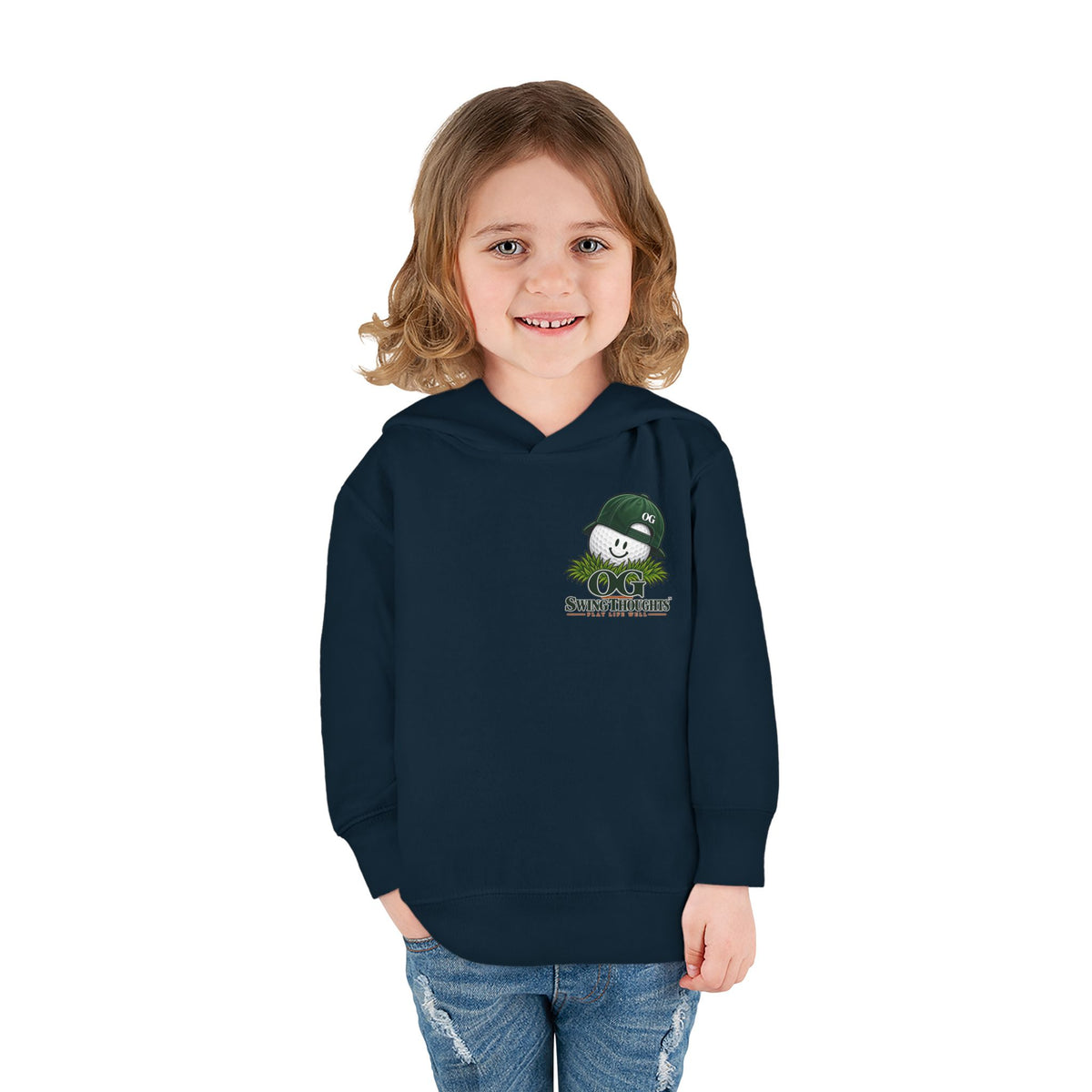 "Little Legend" Toddler Hoodie - 'OG Swing Thoughts' Cute Golf Kid Pullover Fleece