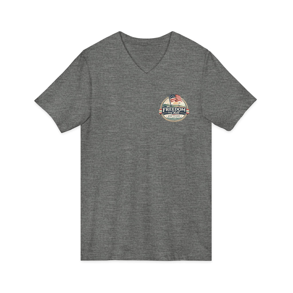 Freedom to Chill V-Neck Tee — Patriotic Beach Vintage Graphic