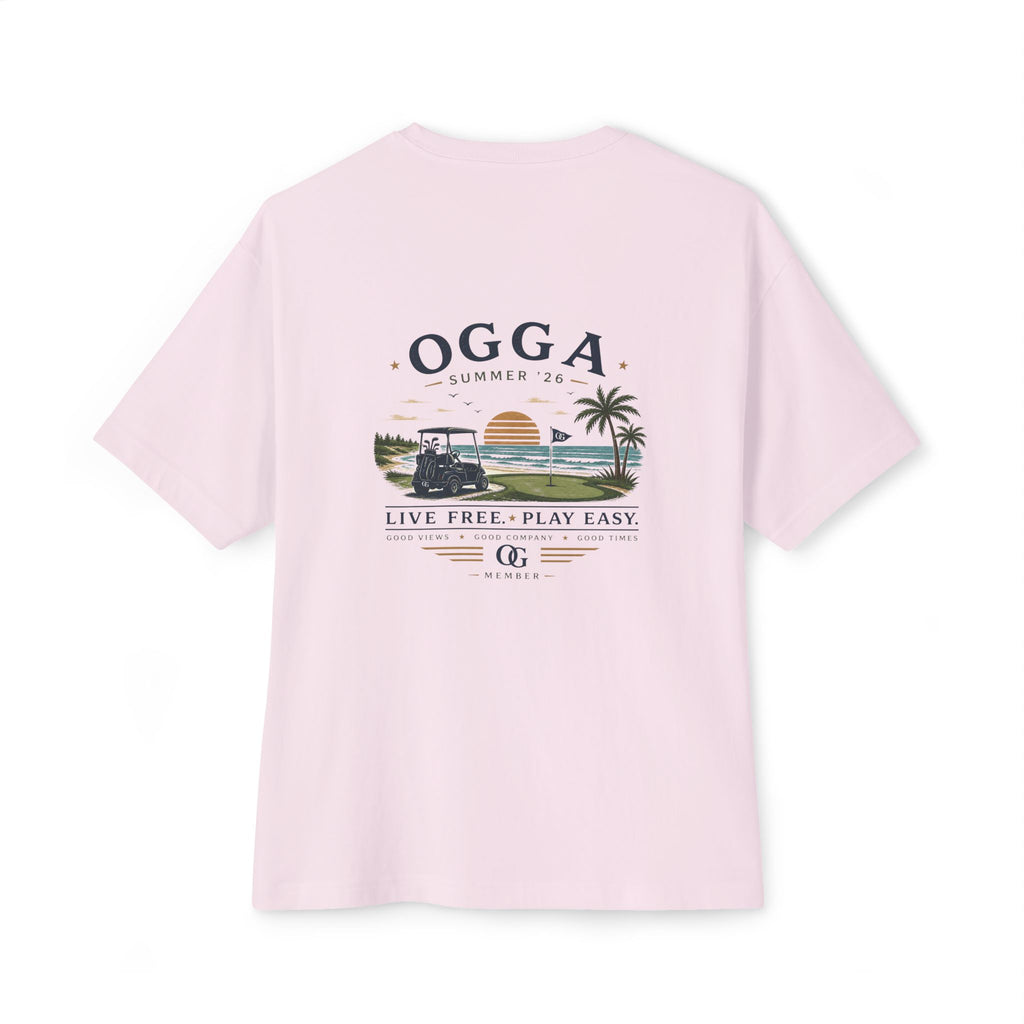 OGGA Beach Tee — "Live Free, Play Easy" Oversized Boxy T-Shirt
