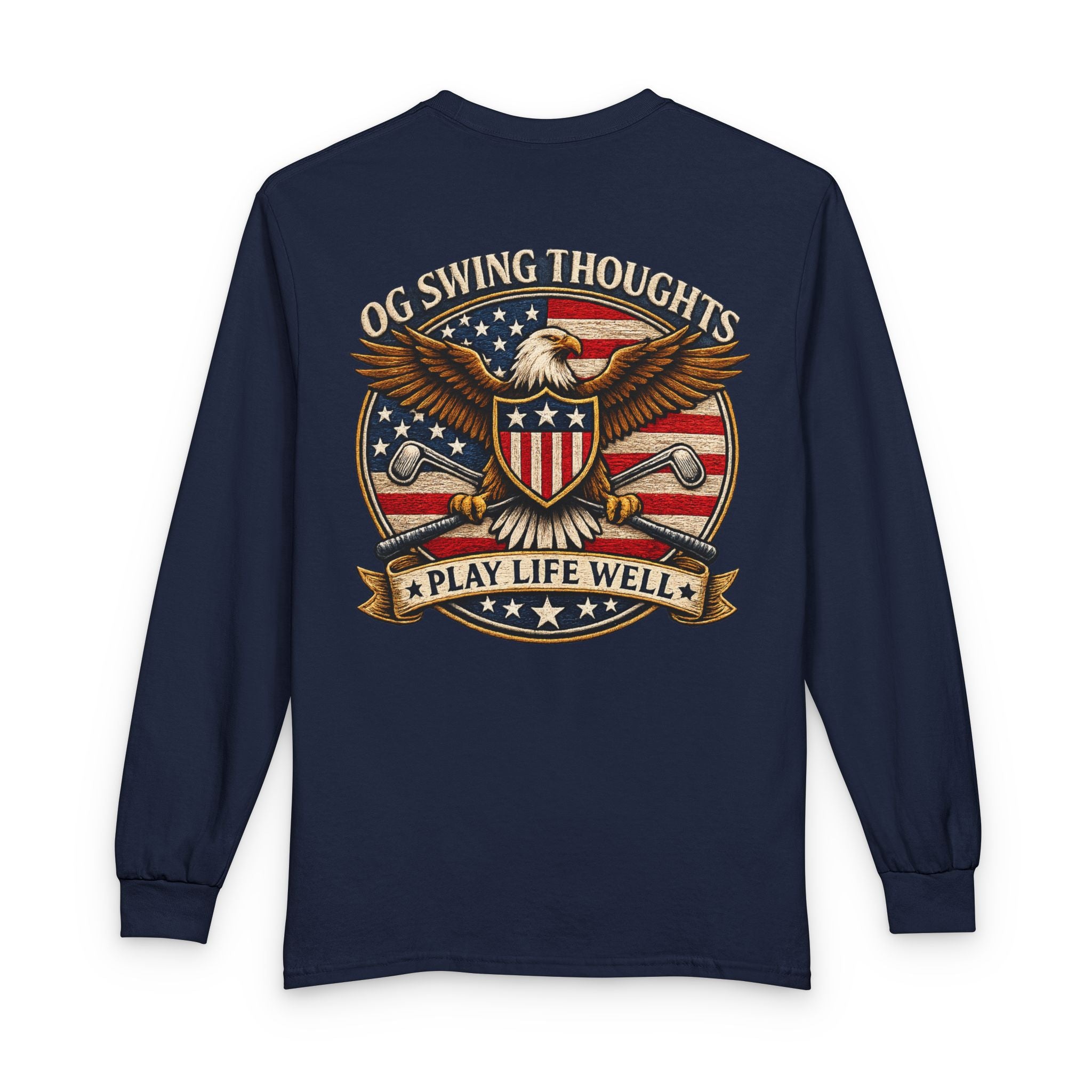 "Play Life Well" with Patriotic Eagle Vintage American LS Crew