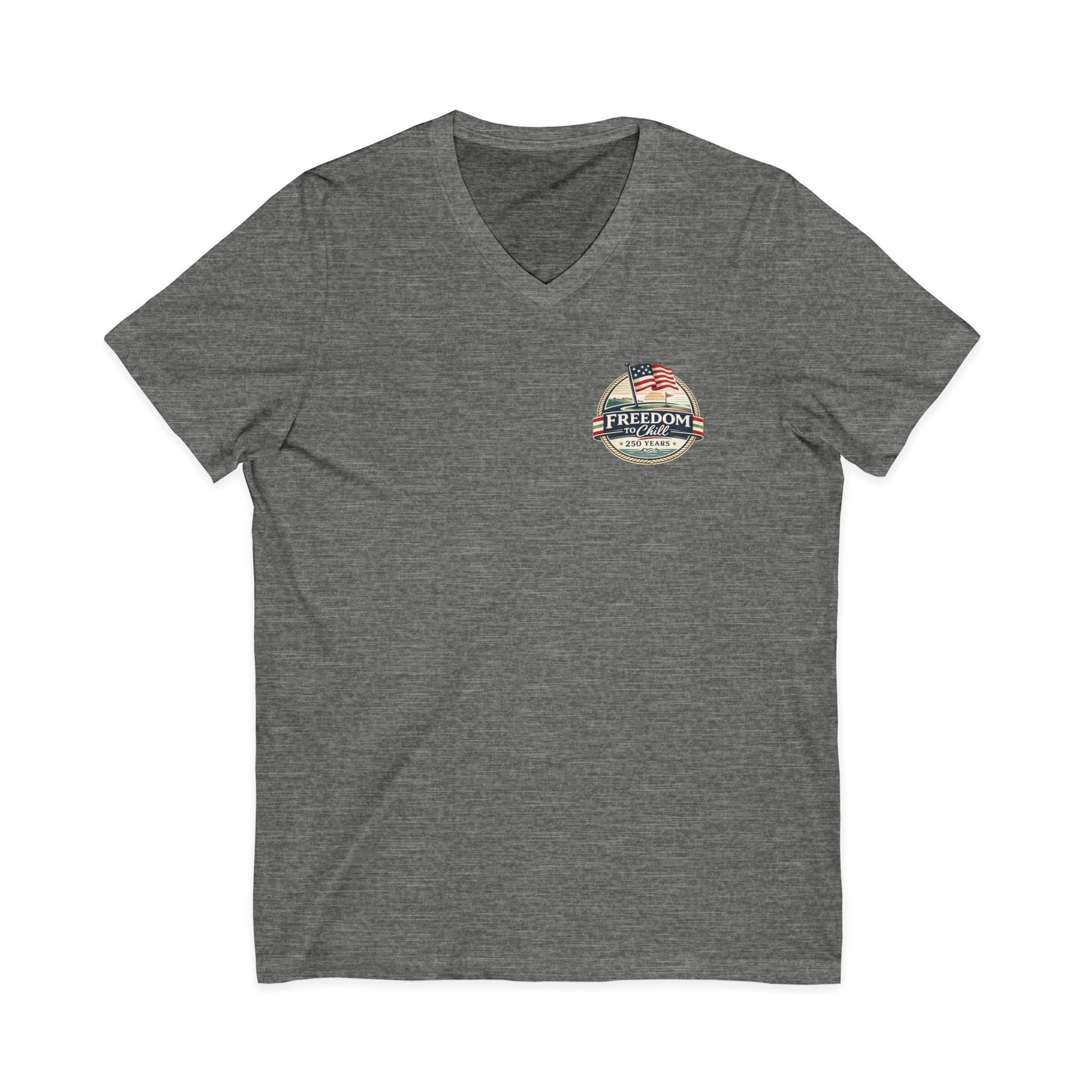 Freedom to Chill V-Neck Tee — Patriotic Beach Vintage Graphic