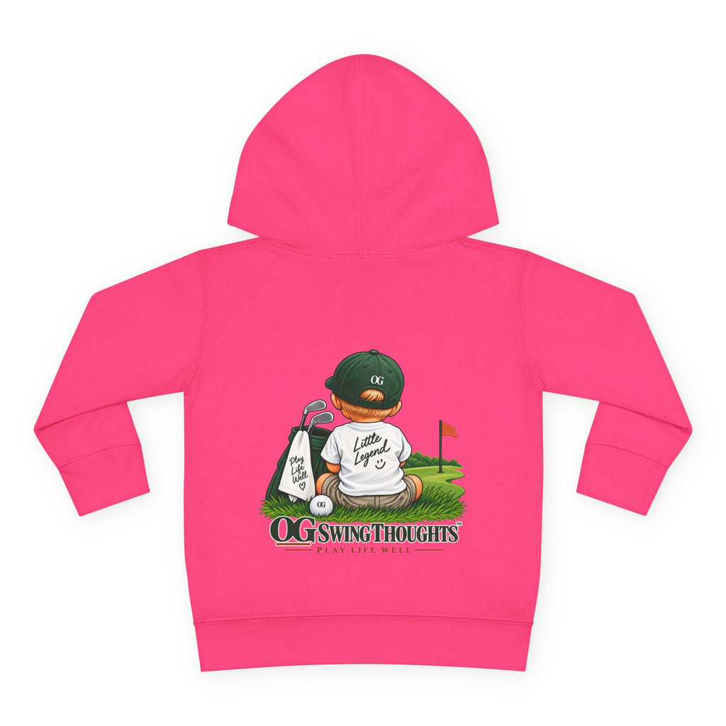 "Little Legend" Toddler Hoodie - 'OG Swing Thoughts' Cute Golf Kid Pullover Fleece