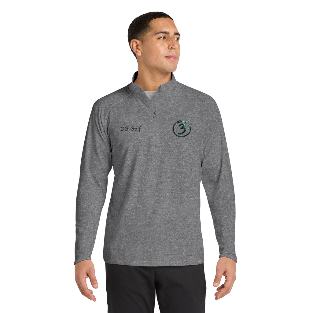 "Put Me Down for 3" OG Golf Quarter-Zip Pullover with Embroidered Logo