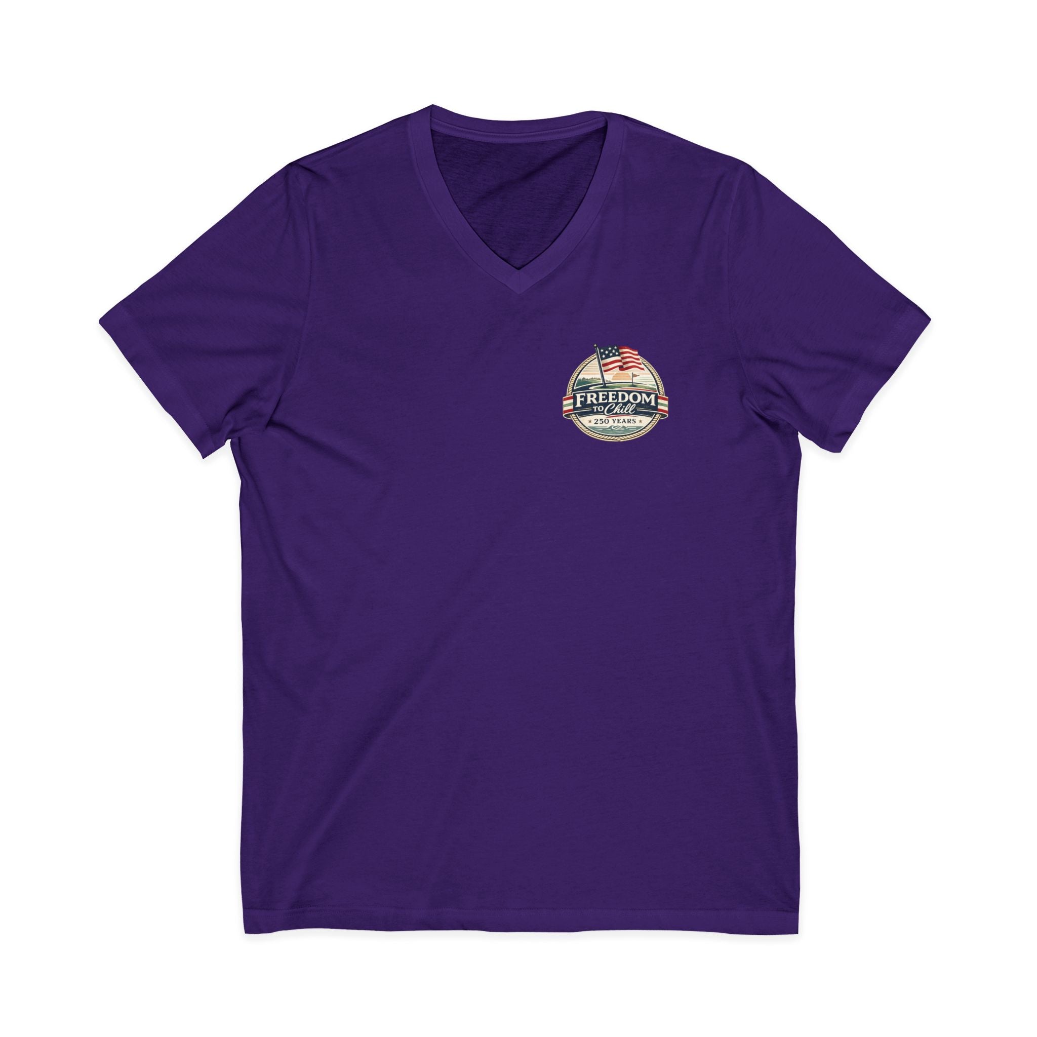 Freedom to Chill V-Neck Tee — Patriotic Beach Vintage Graphic