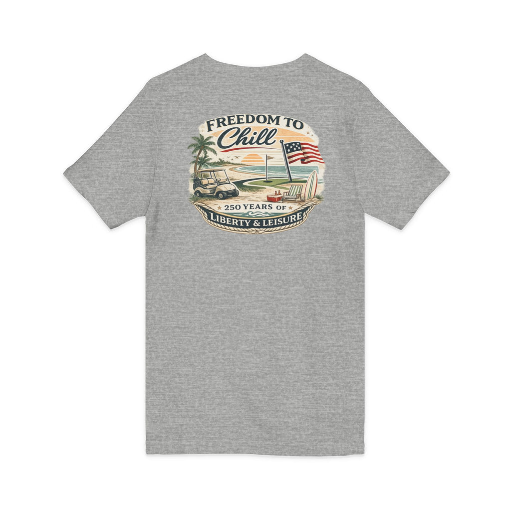 Freedom to Chill V-Neck Tee — Patriotic Beach Vintage Graphic