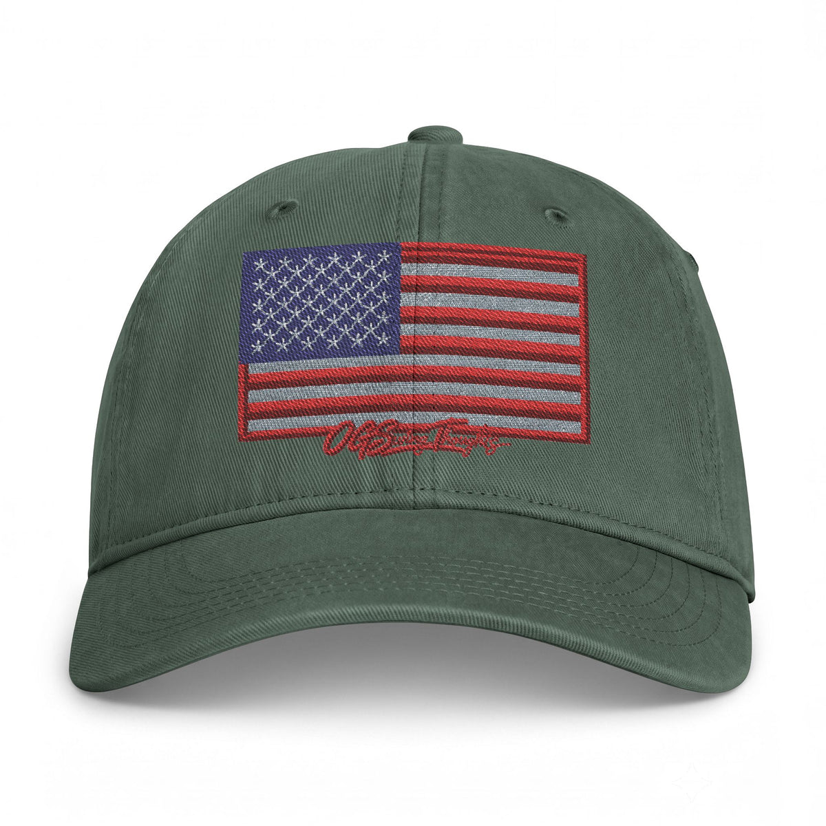 Embroidered Distressed American Flag Cap — Coastal Washed Baseball Hat