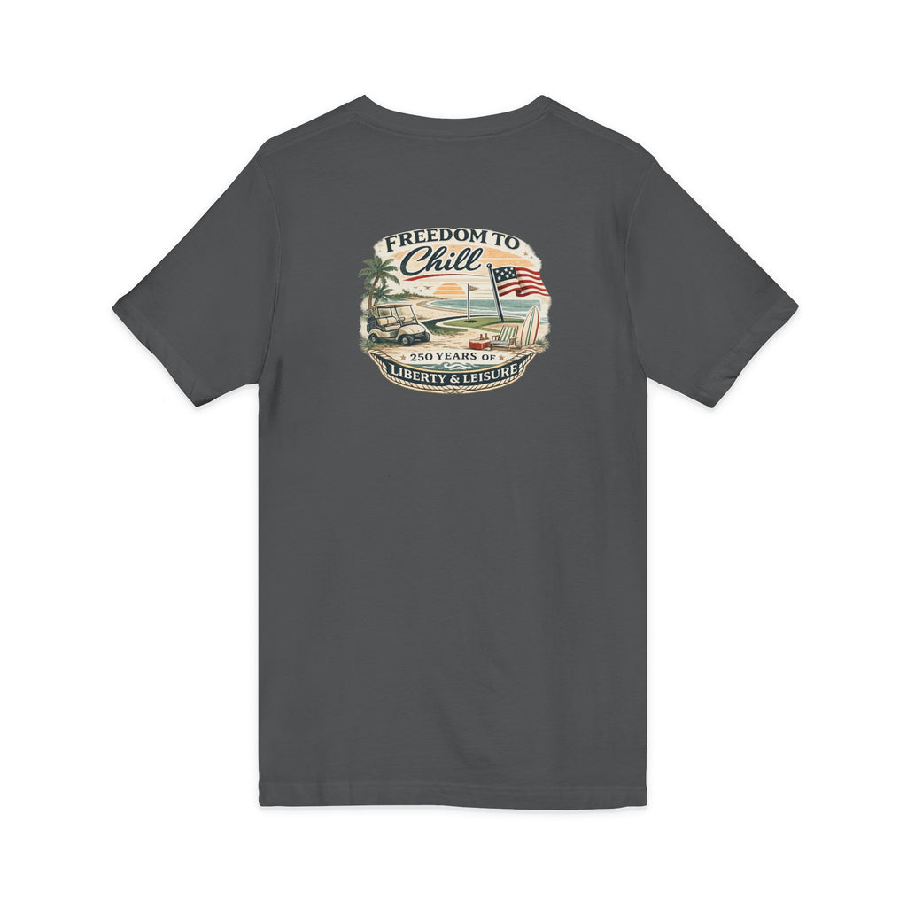 Freedom to Chill V-Neck Tee — Patriotic Beach Vintage Graphic