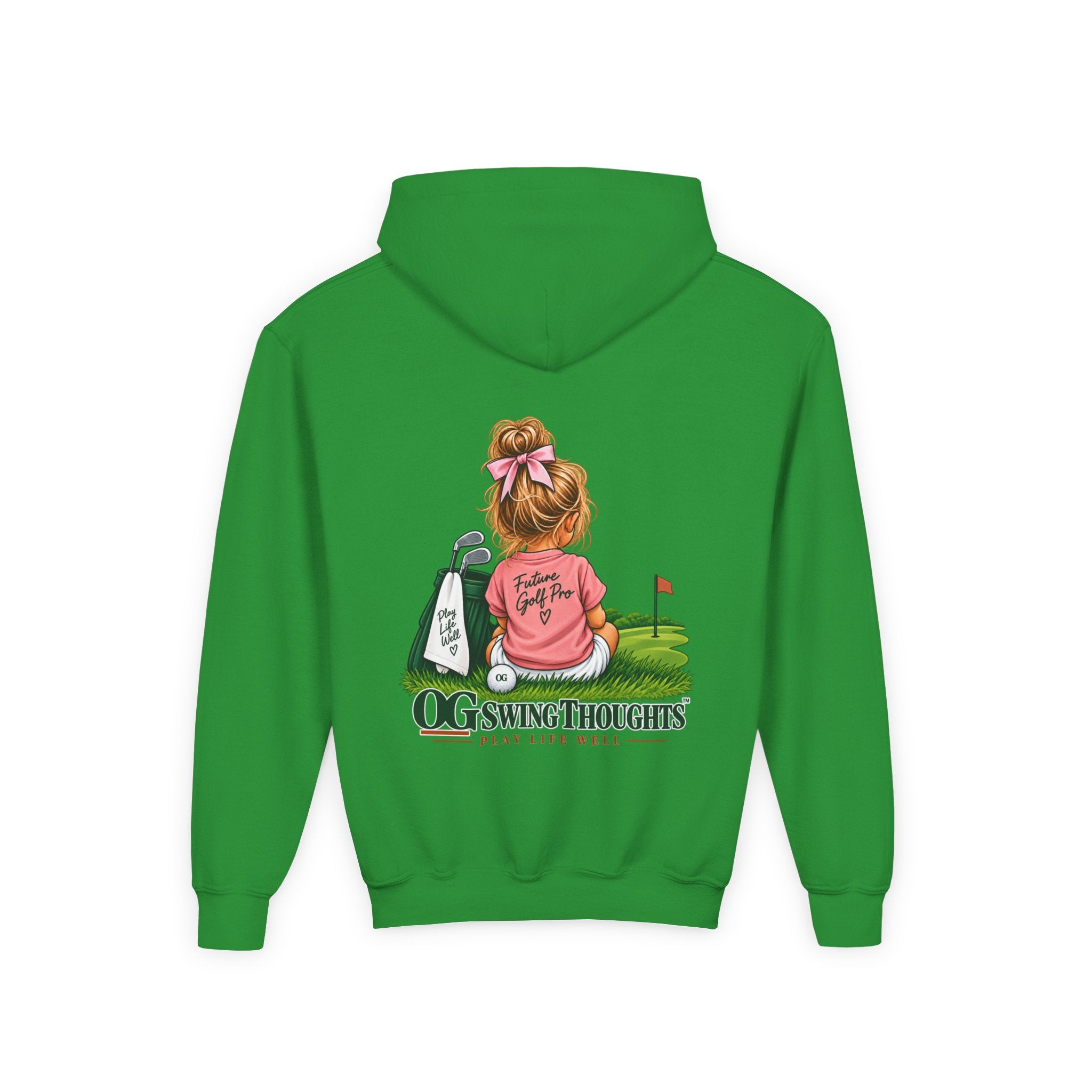 "Future Golf Pro" Youth Golf Hoodie — "OG Swing Thoughts" Cute Girl Golfer Graphic