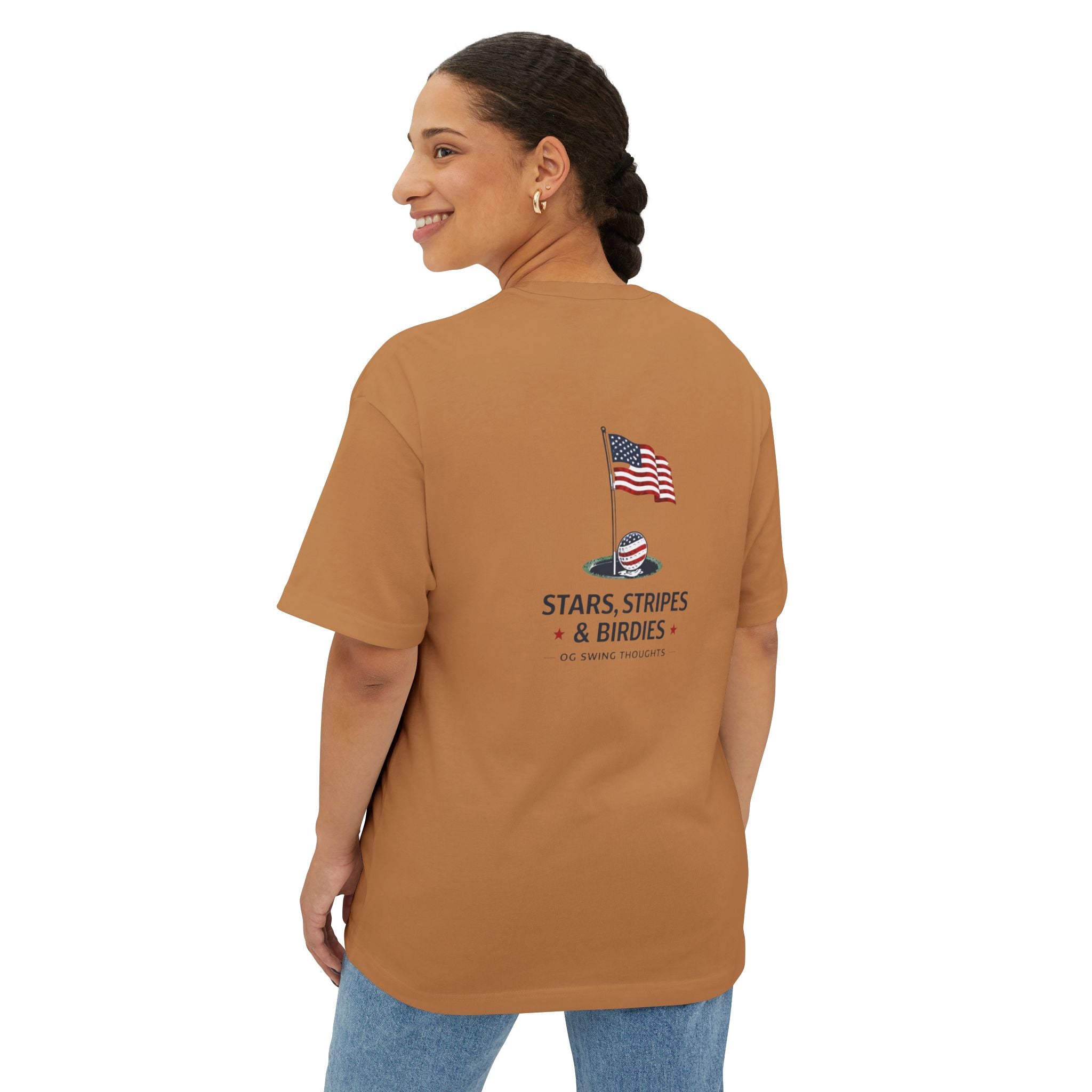 Patriotic Stars & Stripes Tee — American Flag & Golf Ball Graphic