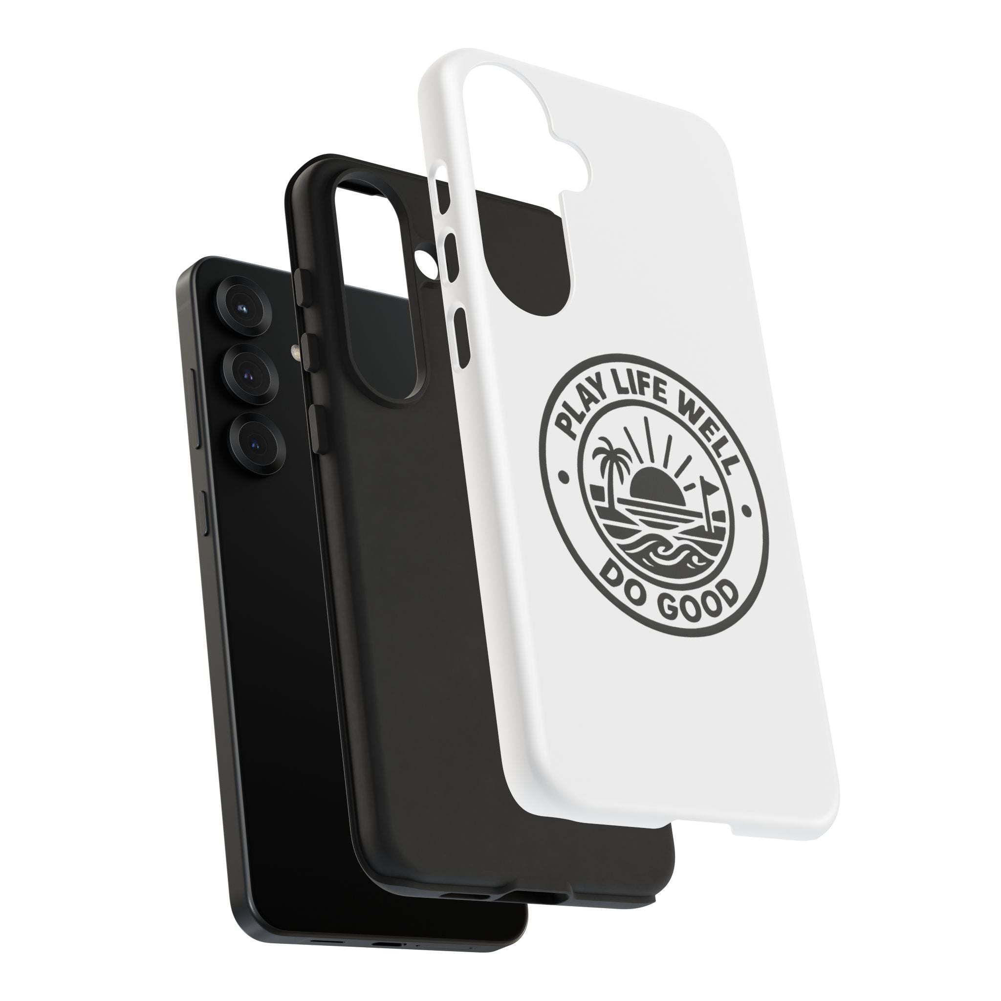 Phone Case — "Play Life Well, Do Good" Minimal Beach Badge