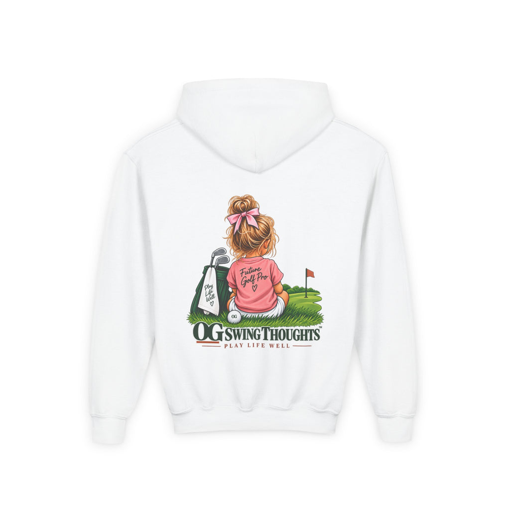 "Future Golf Pro" Youth Golf Hoodie — "OG Swing Thoughts" Cute Girl Golfer Graphic