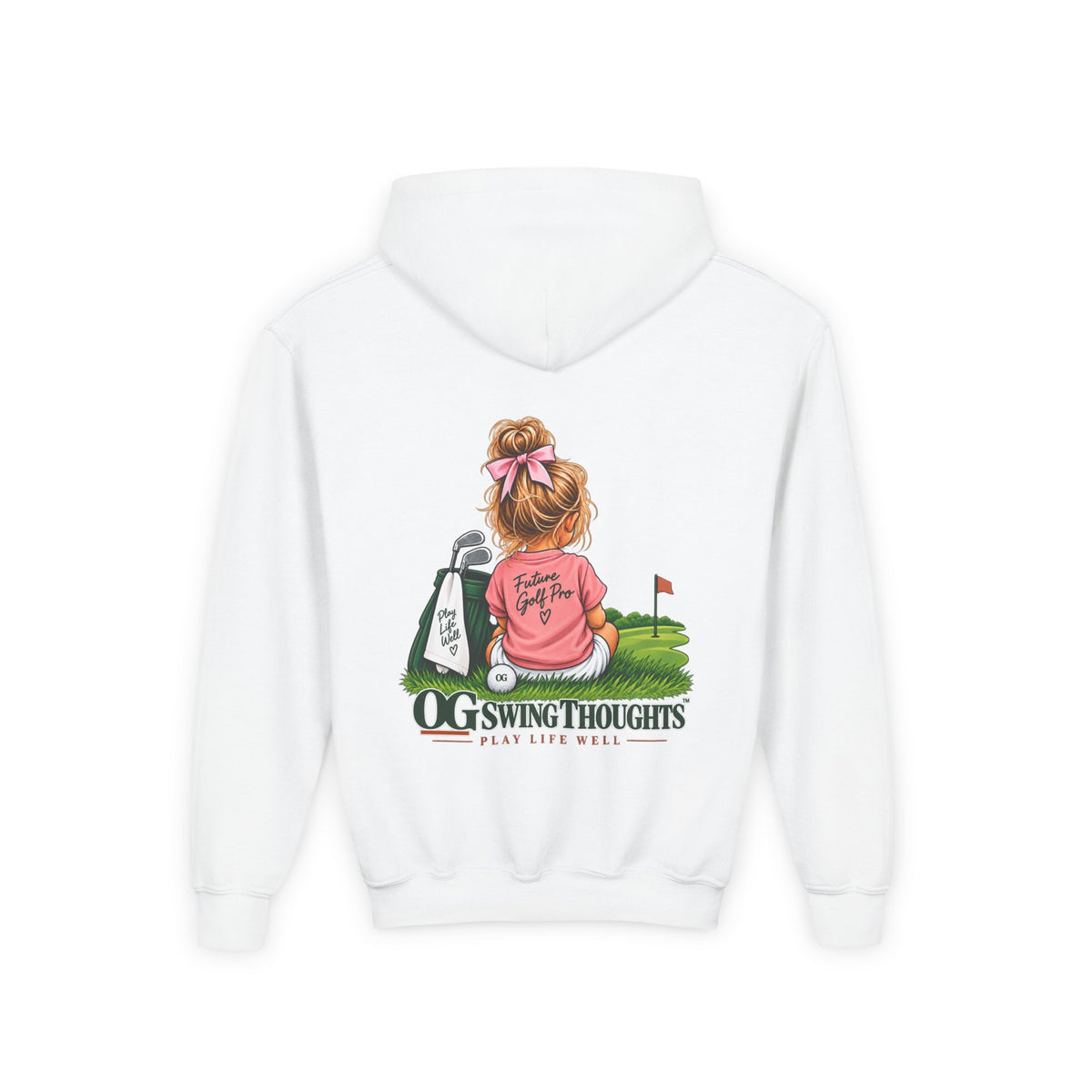 "Future Golf Pro" Youth Golf Hoodie — "OG Swing Thoughts" Cute Girl Golfer Graphic