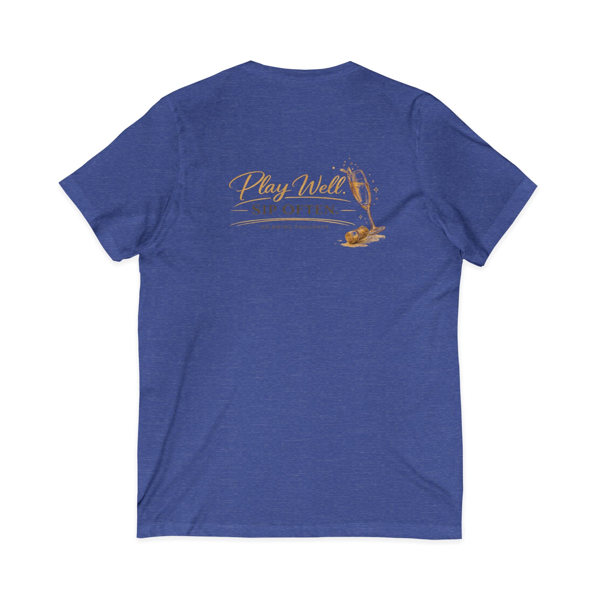 Bogeys & Bubbles V-Neck Tee — “Play Well, Sip Often”