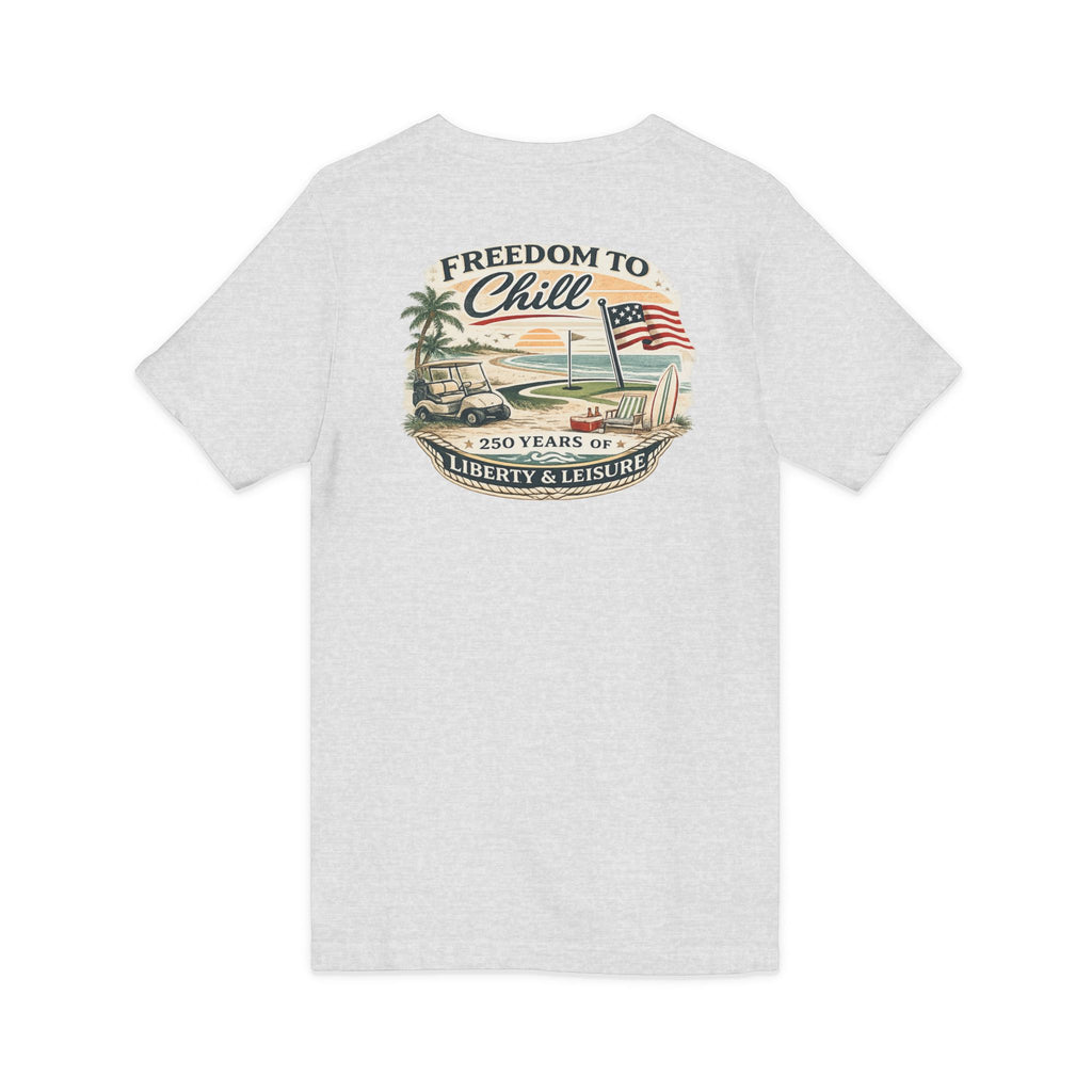 Freedom to Chill V-Neck Tee — Patriotic Beach Vintage Graphic